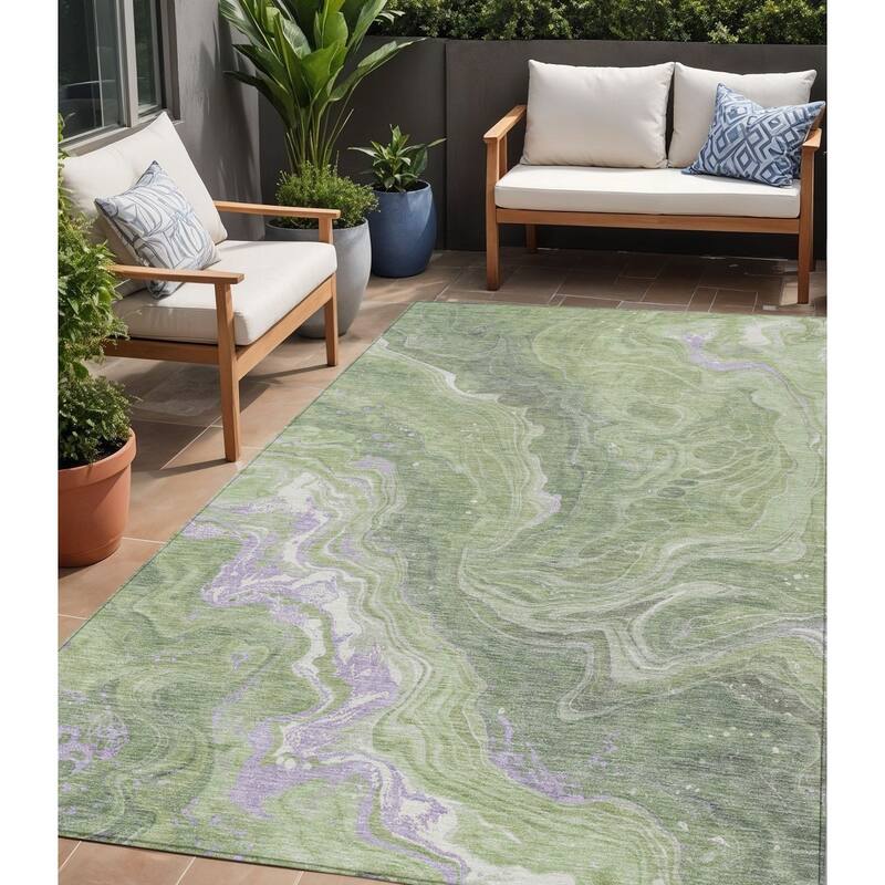 HomeRoots Abstract Transitional Rectangle Outdoor Rug - 5' X 8'