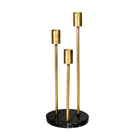 Fleur Iron Marble Candle Stand Black