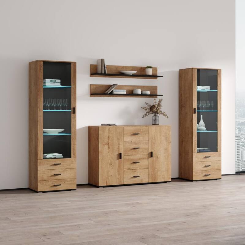 Soho 3 Modern Wall Unit Entertainment Center with LED Lights