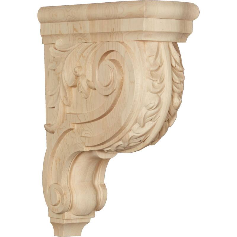 Hudson Acanthus Wood Corbel - Maple - 3 1/2"W x 9"D x 12"H
