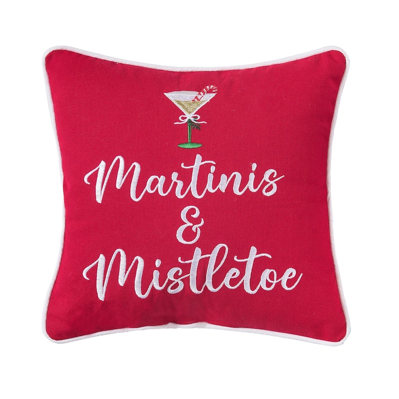 Martini's & Mistletoe Small/Petite Accent Pillow