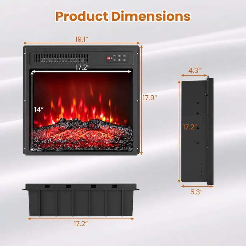 Gymax 18'' Electric Fireplace Insert 750W/1500W Fireplace Heater w/