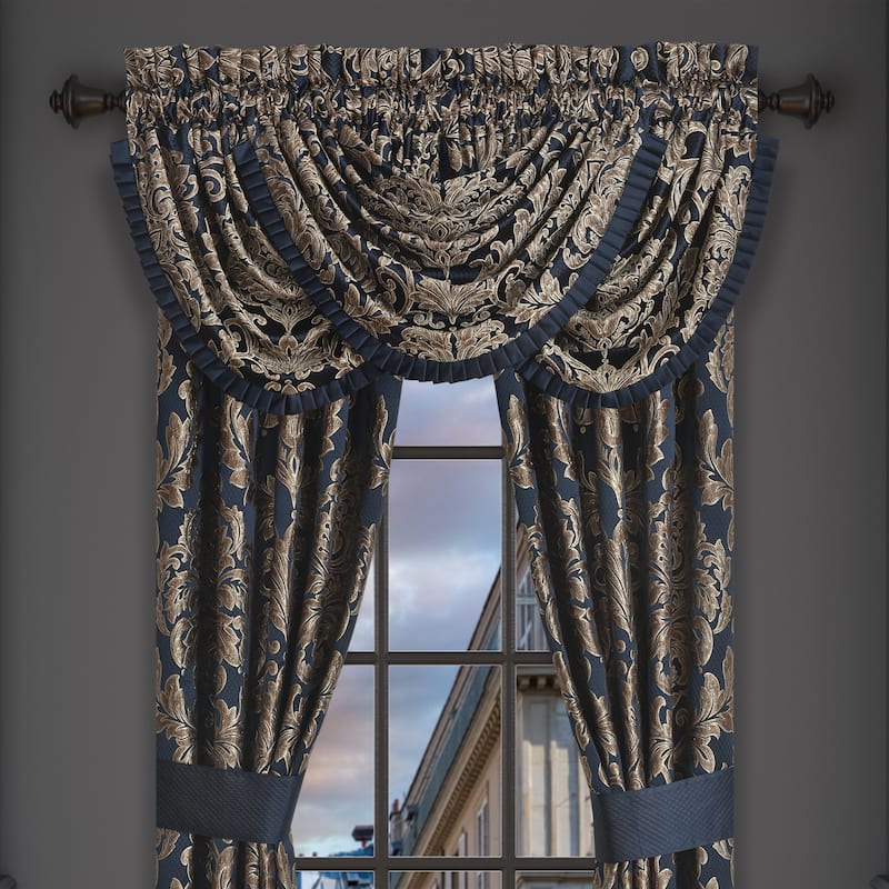 J. Queen New York Monte Carlo Window Waterfall Valance - Navy