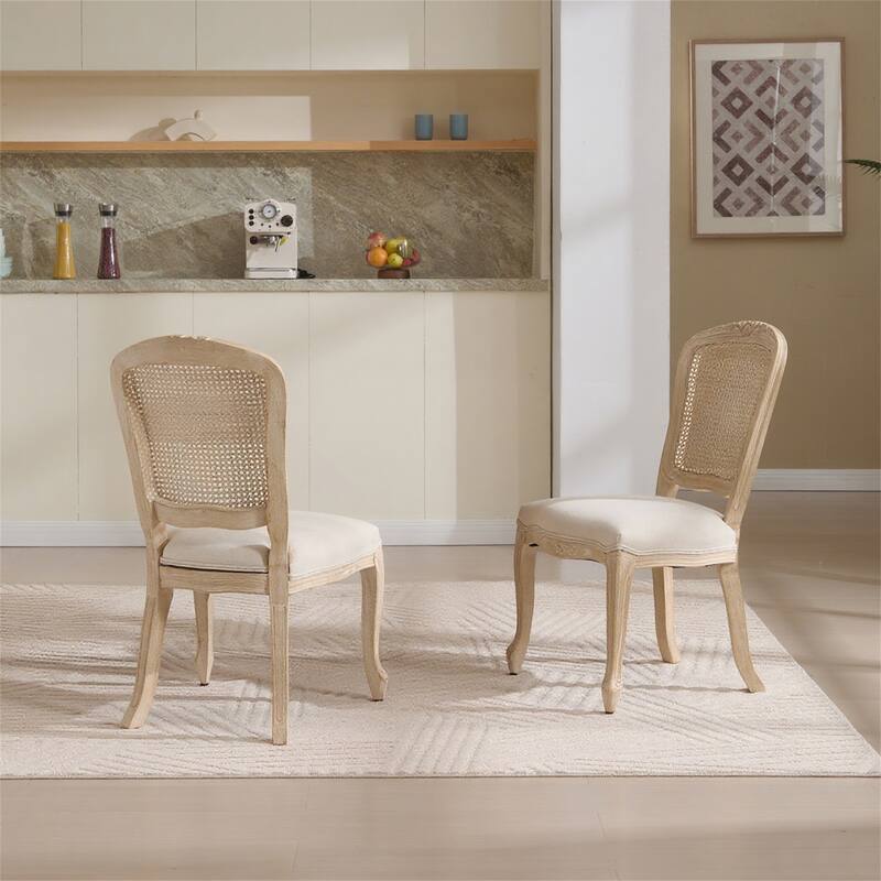 Set of 2 French Country Dining Chairs - Beige