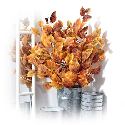 34" Harvest Aspen Leaf Branch Set of 3