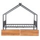 preview thumbnail 46 of 54, Twin/Full Size House Bed with 2 Storage Drawers Metal Montessori Bed Frame Heavy-Duty Cottage Cabin Beds for Kids Girls Boys