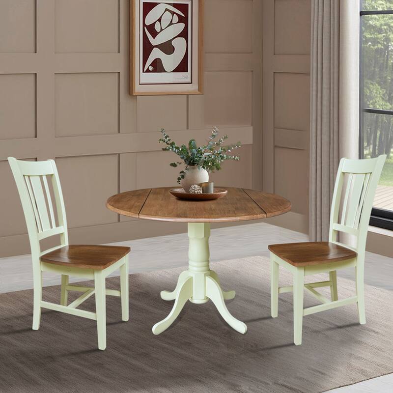 42 in. Drop Leaf Dining Table with Splat Back Chairs - Dining Set