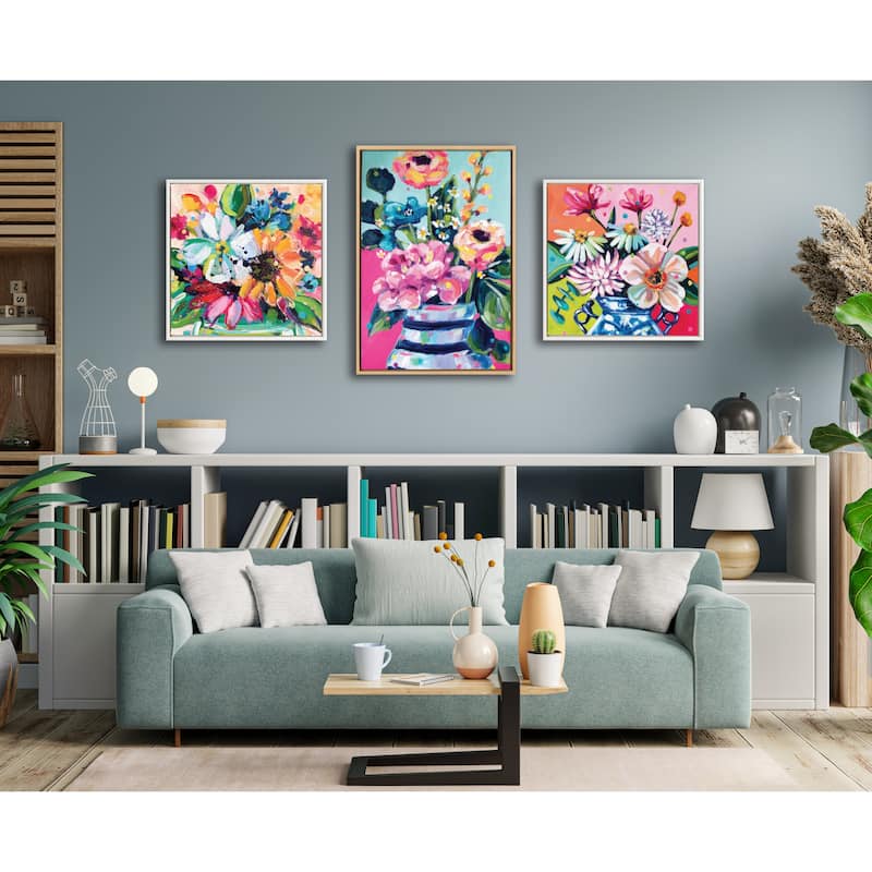 Sylvie Beaded Wild Growth Framed Canvas by Rachel Christopoulos