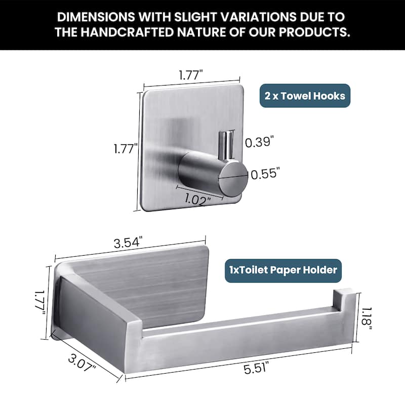 Yulika 3 Piece Bathroom Hardware Set Stainless Steel Bathroom Towel Holder Set