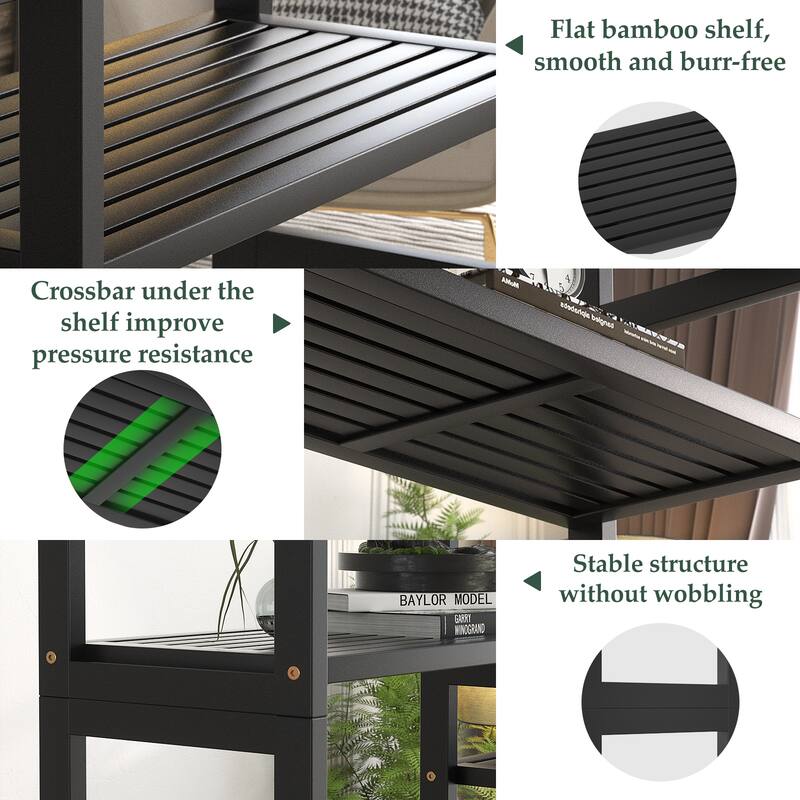 6-Tier Solid Bamboo Bookcase,Large Freestanding Open Bookshelf with 17 Display Shelves,Easy To Assemble