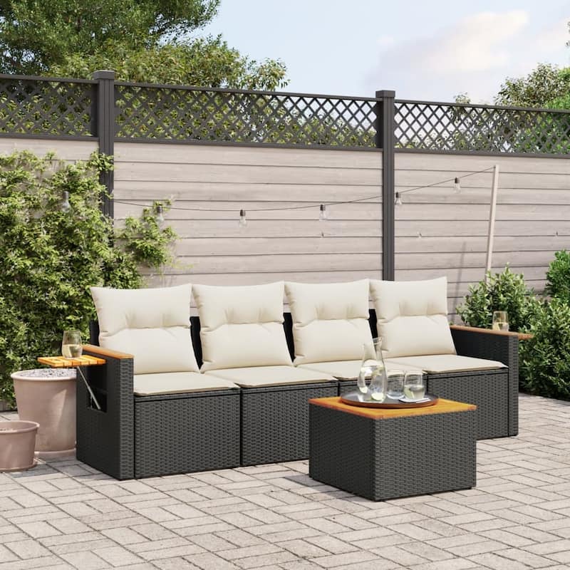 vidaXL Garden Sofa Set Black, Cream - 21.7 x 21.7 x 14.6 in