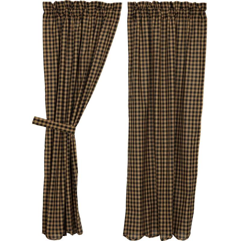 Primitive Curtains VHC Burgundy Check Short Panel 63x36 - Short Panel 63x36