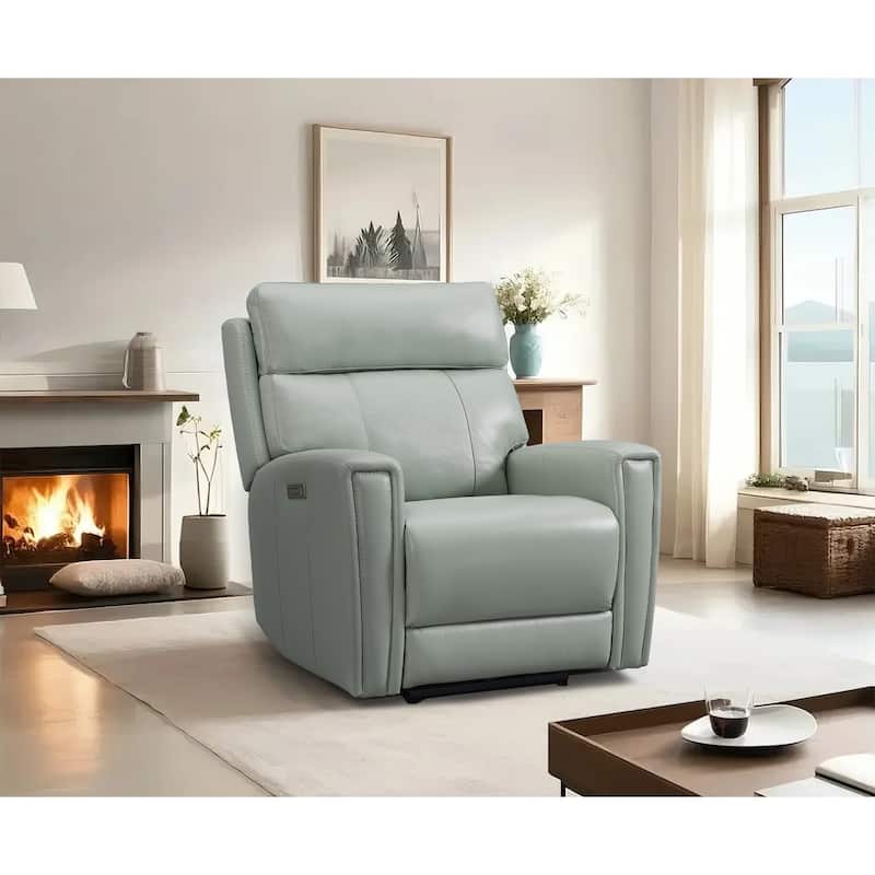 Genuine Leather Zero Gravity Power Recliner Chair with Power Headrest, USB&USB-C Port - Green