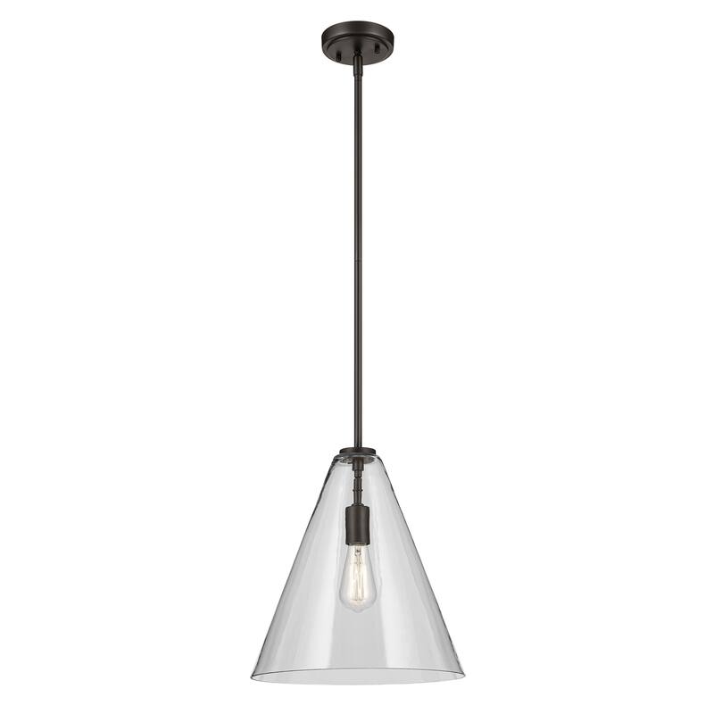 Kichler Lighting Everly 1-Light Cone Pendant Light with Clear Glass - Olde Bronze - 14.25 inch