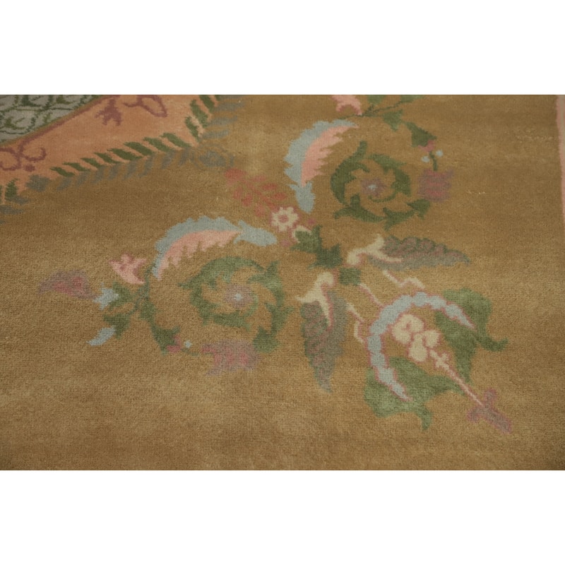 Hand-knotted Traditional Wool Brown Geometric Oriental Area Rug - 11' 8'' X 8' 9''