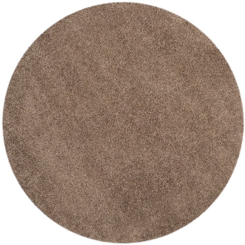 SAFAVIEH Laguna Shag Verdiana Solid Color 2-inch Thick Rug. - 6'7" Round - Taupe - Round
