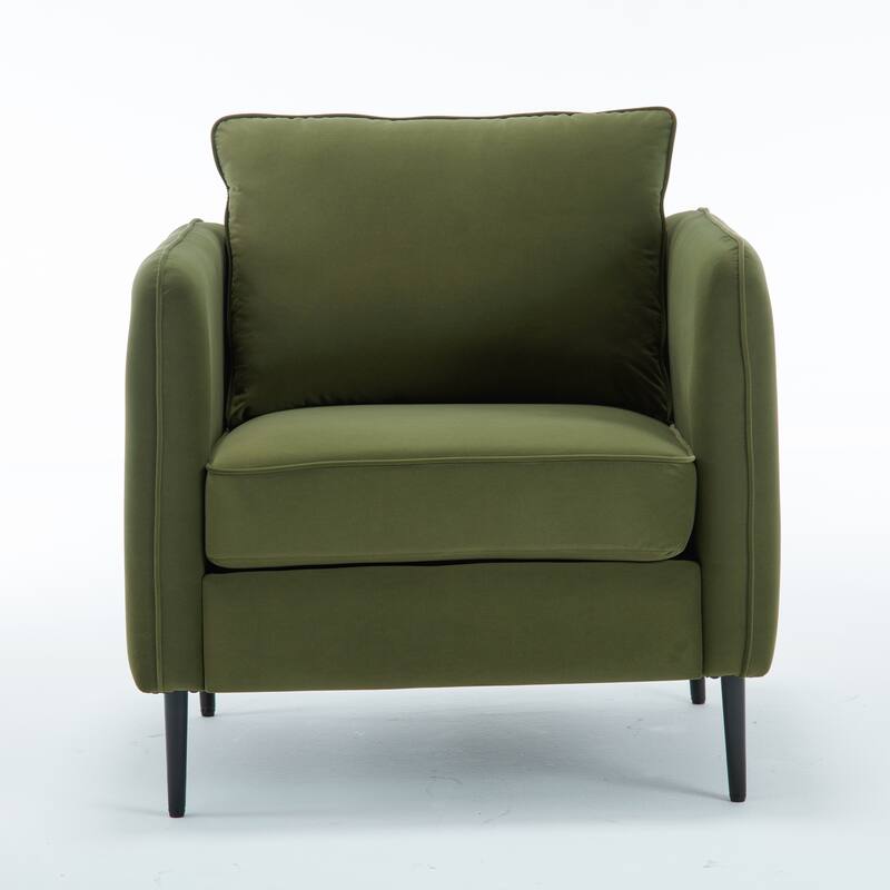 Modern Velvet Lounge Chair with Plush Cushions Sturdy Metal Frame and Removable Pillows - 32.68" x 29.13" x 35.04"