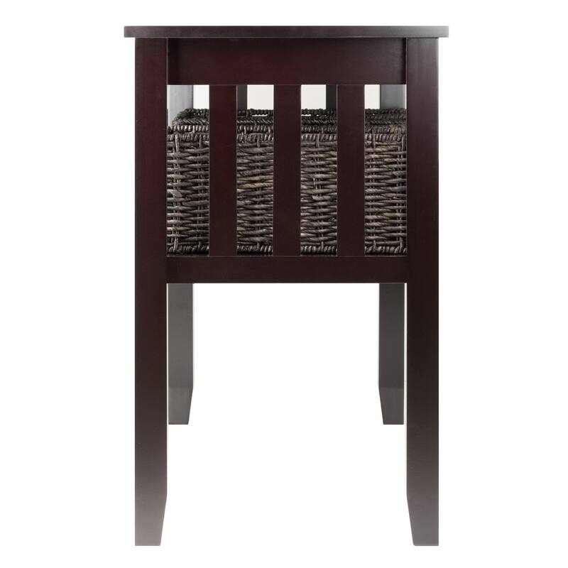 Morris Console Table with 3 Foldable Corn Husk Baskets, Espresso and Chocolate - 40 x 18.11 x 29.92 inches