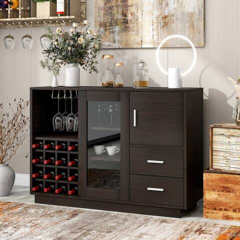 Nestfair Sideboard with Glass Sliding Door and Integrated 16 Wine Compartment