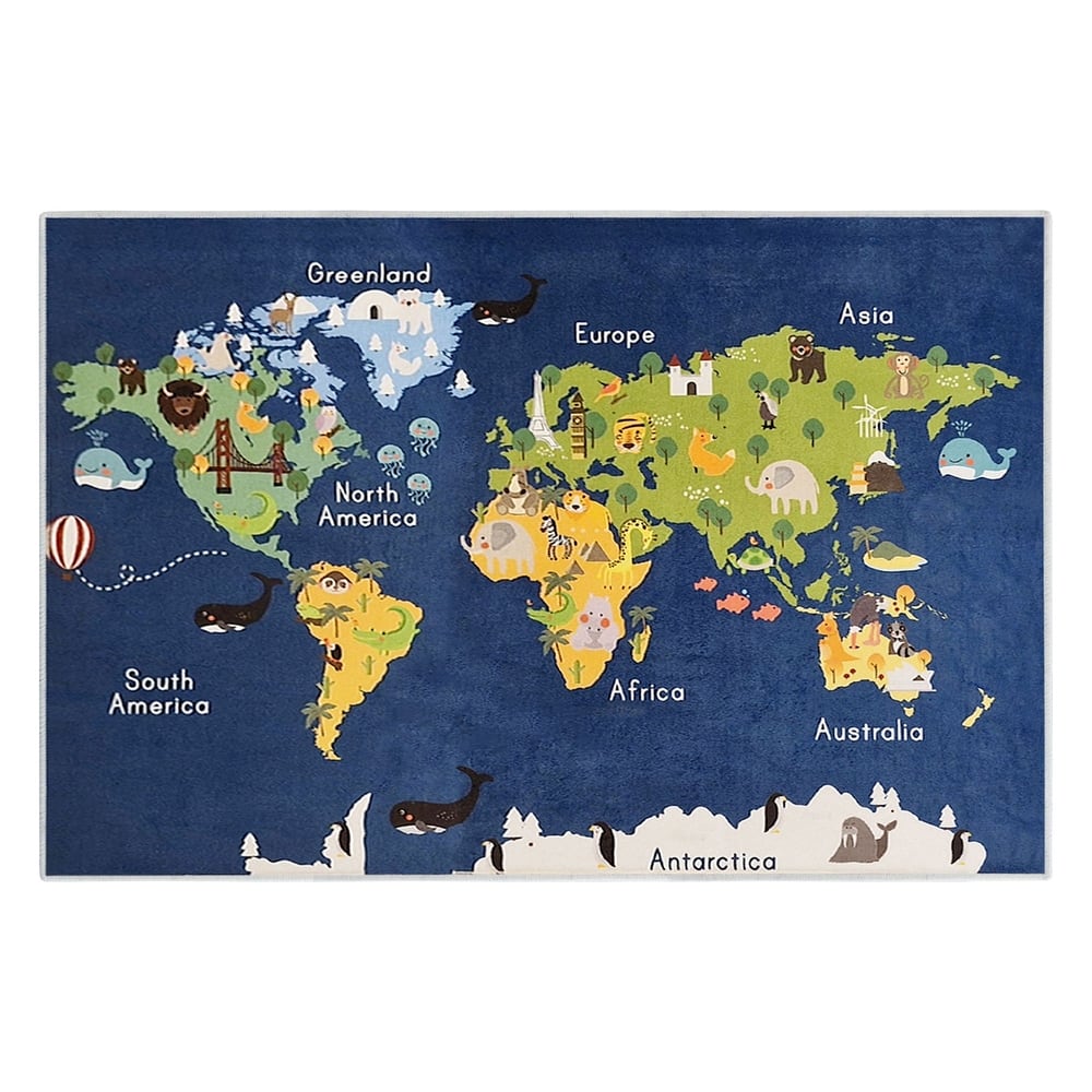 Sussexhome Low Pile Non-Slip Washable Educational Rug