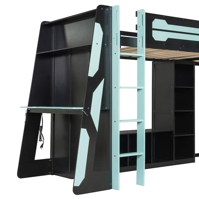 Ultimate L-Shaped Twin Loft Gaming Bed by Harper&Bright Designs