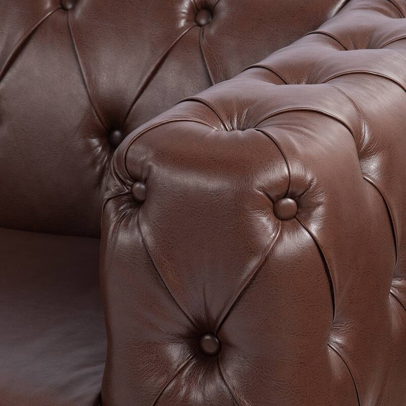 Stylish 3-Seat Sofa with Pocket Spring Cushions & Diagonal Iron Legs - Contemporary Couch