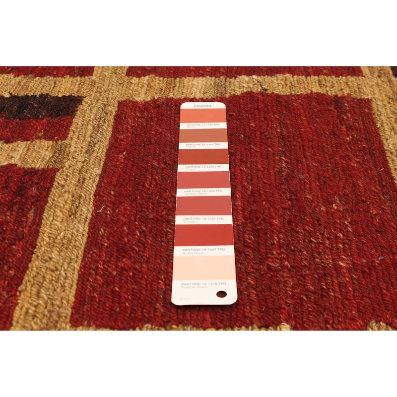 ECARPETGALLERY Flat-Weave Natural Red Wool Tapestry Kilim - 5'3 x 6'8