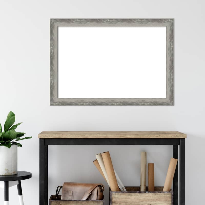 Amanti Art Waveline Silver Narrow Framed Dry Erase Magnetic Board