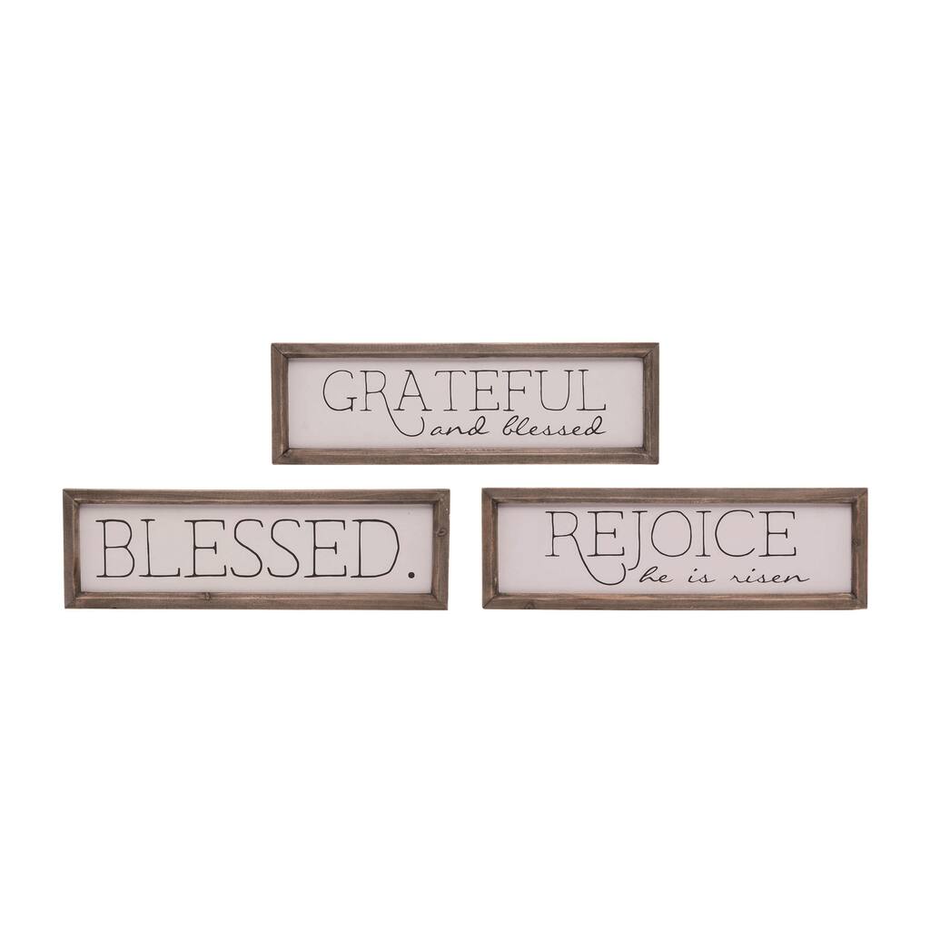 Transpac Wood Blessings Decor Set of 3 Spring Home Decorations