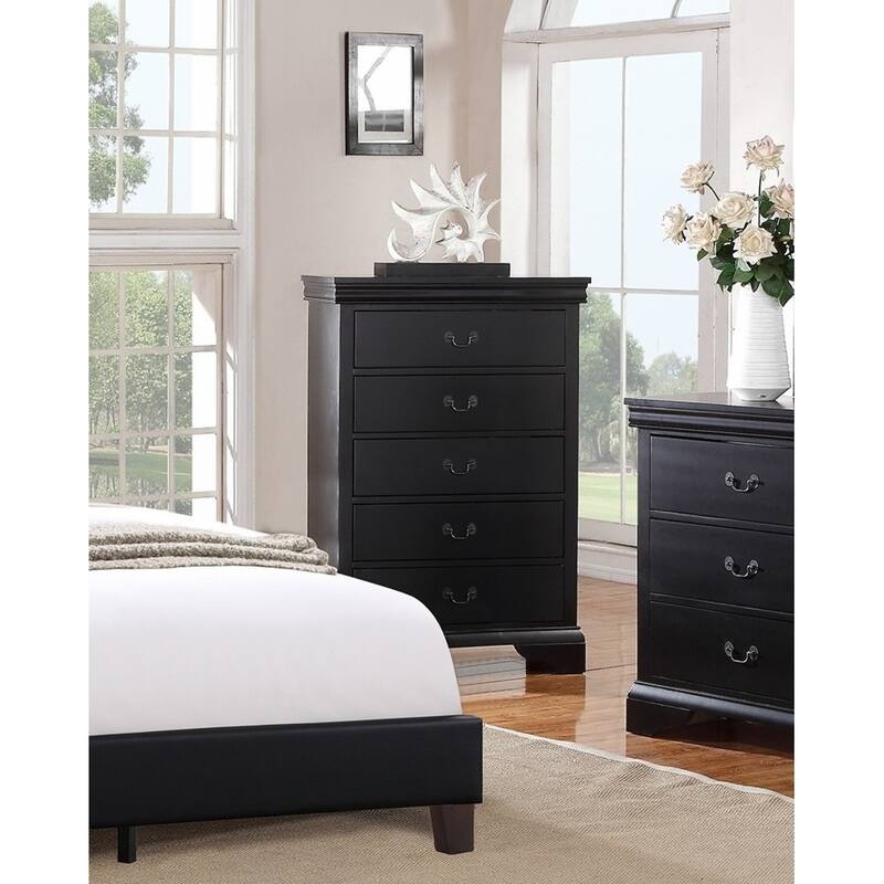Contemporary Style,Bedroom Tall Chest Of Five Drawers,Solid Wood Storage Shelves,Sturdy Construction