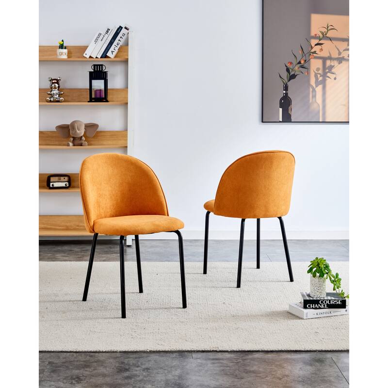 Modern Chair 2-Piece Set with Soft Seat and Comfortable Backrest，Powder-Coated Stainless Steel Frame