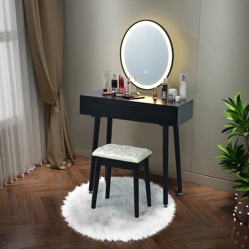 Costway Vanity Makeup Table Touch Screen 3 Lighting Modes Dressing - See Details - Black