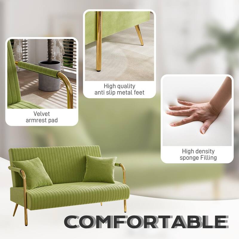 Ouyessir Upholstered Loveseat, Tufted Back Couch, Accent Armchair with 2 Pillows