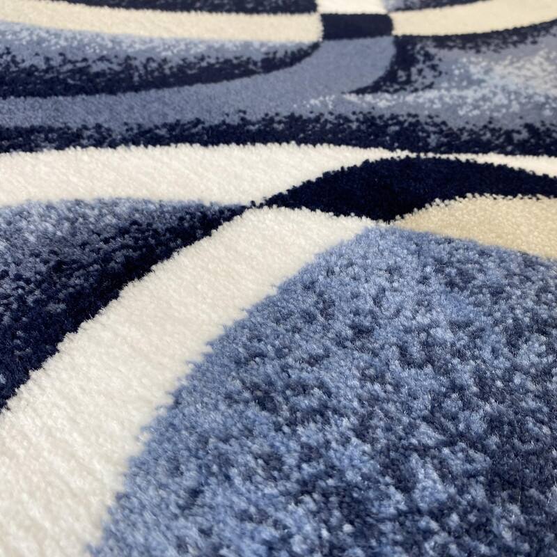Geometric Abstract Navy Area Rugs for Entryway/Living Room