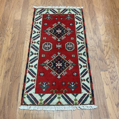 HERAT ORIENTAL Handmade Kazak Wool Rug - 2'1" x 4'