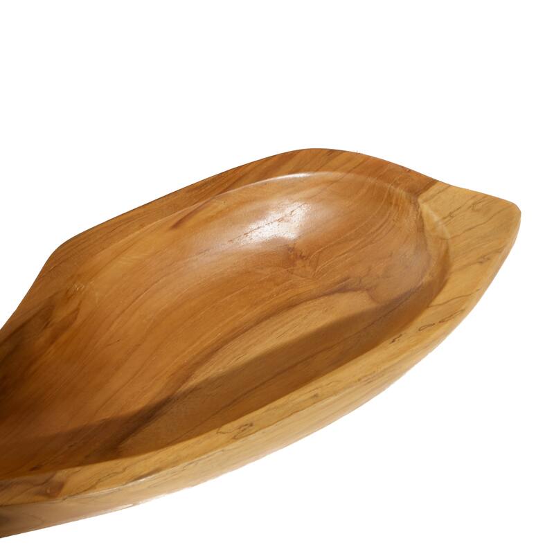 Brown Teak Wood Handmade Fish Living Room Decor Tray (Set of 2) - S/2 24", 16"W