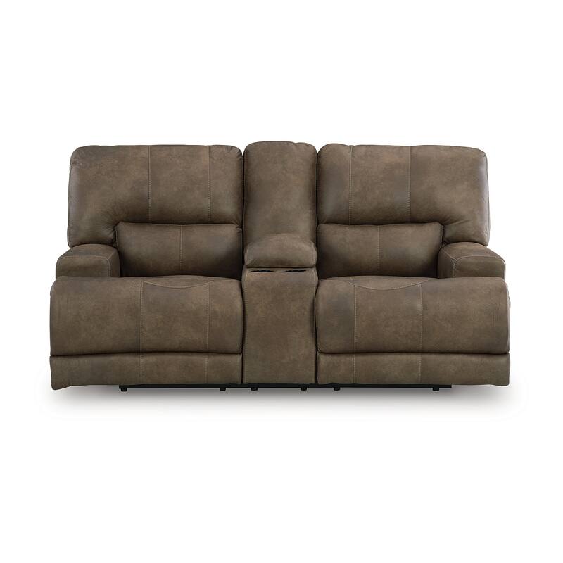 Signature Design by Ashley Bealeaf Brown Power Reclining Loveseat with Console - 79" W x 42" D x 42" H