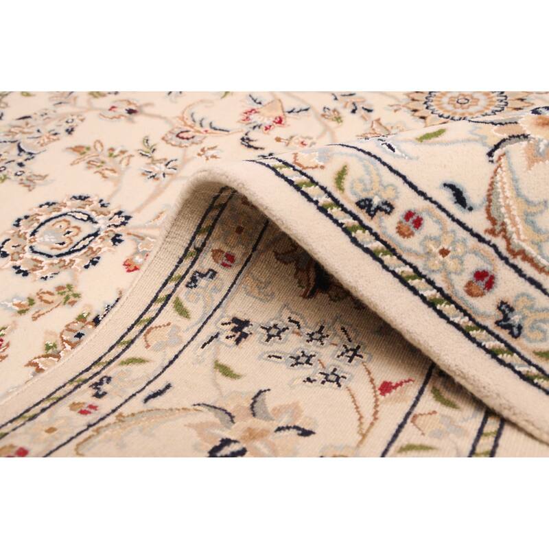 ECARPETGALLERY Hand-knotted Nain Cream Silk, Wool Rug - 5'8 x 5'11