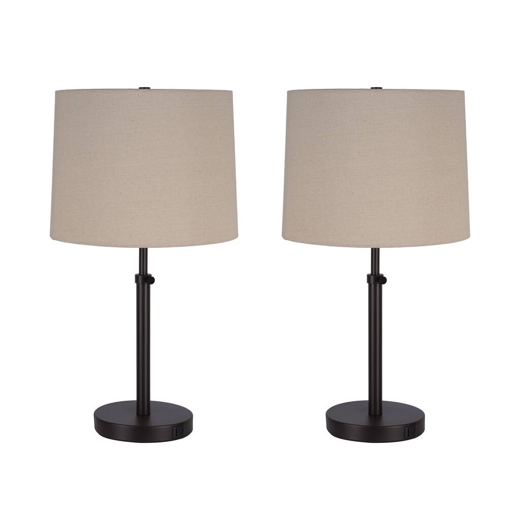 Kenroy Home Beckett Lamp with USB ports - Dark Bronze - Set of 2