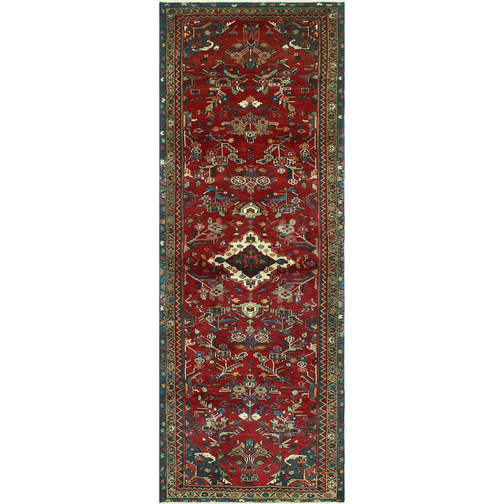 Fine Vintage Distressed Alethya Red/Brown Runner - 3'5" x 9'6"
