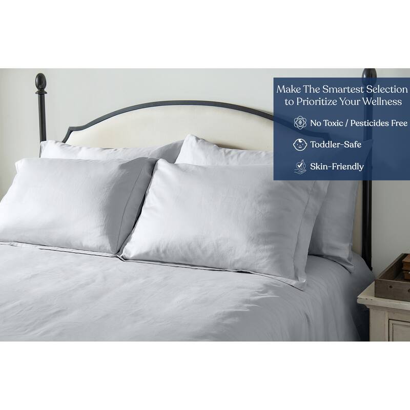 Delara GOTS Certified 100% Organic Cotton Sheet Sets, 400TC Long Staple Cotton, Ultra Soft, Moisture-Wicking,Smooth & Breathable