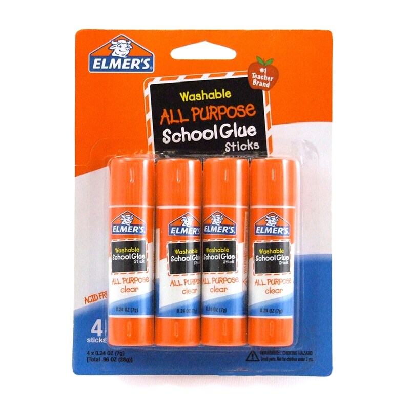 Elmer's Washable School Glue Sticks, All Purpose, 4 Per Pack, 6 Packs