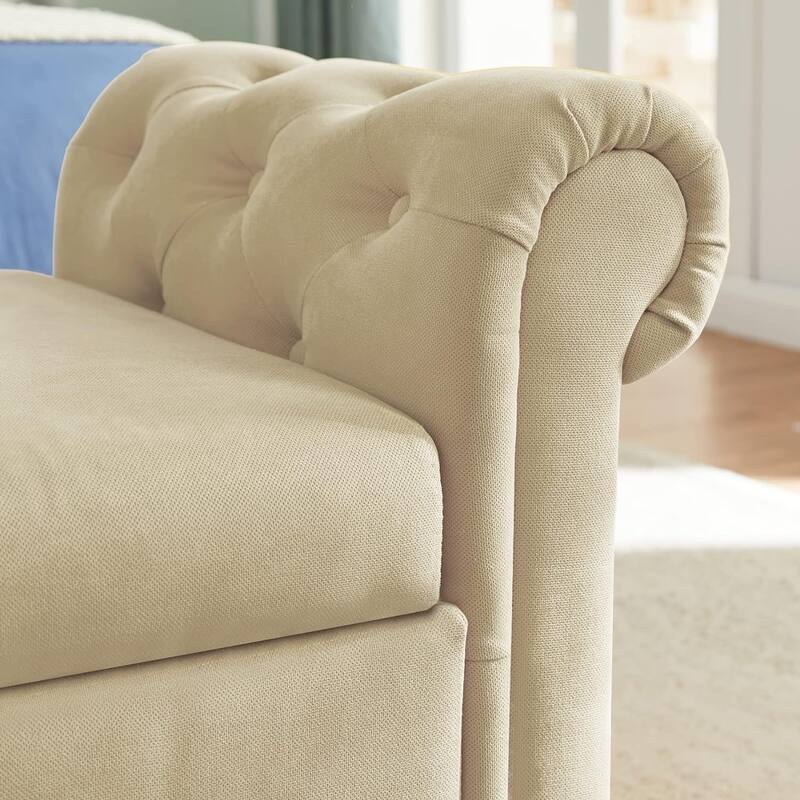 63" Linen Storage End of Bed, Multipurpose Rectangular Sofa Stool with 4 Rubber Wood Feet - 63×22.1×24.1inch