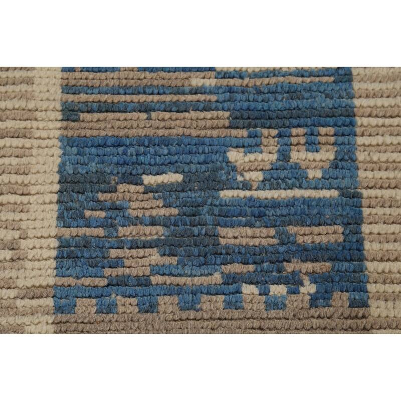 Beige Modern / Moroccan Area Rug Handmade Wool Carpet - 9'0"x 13'0"