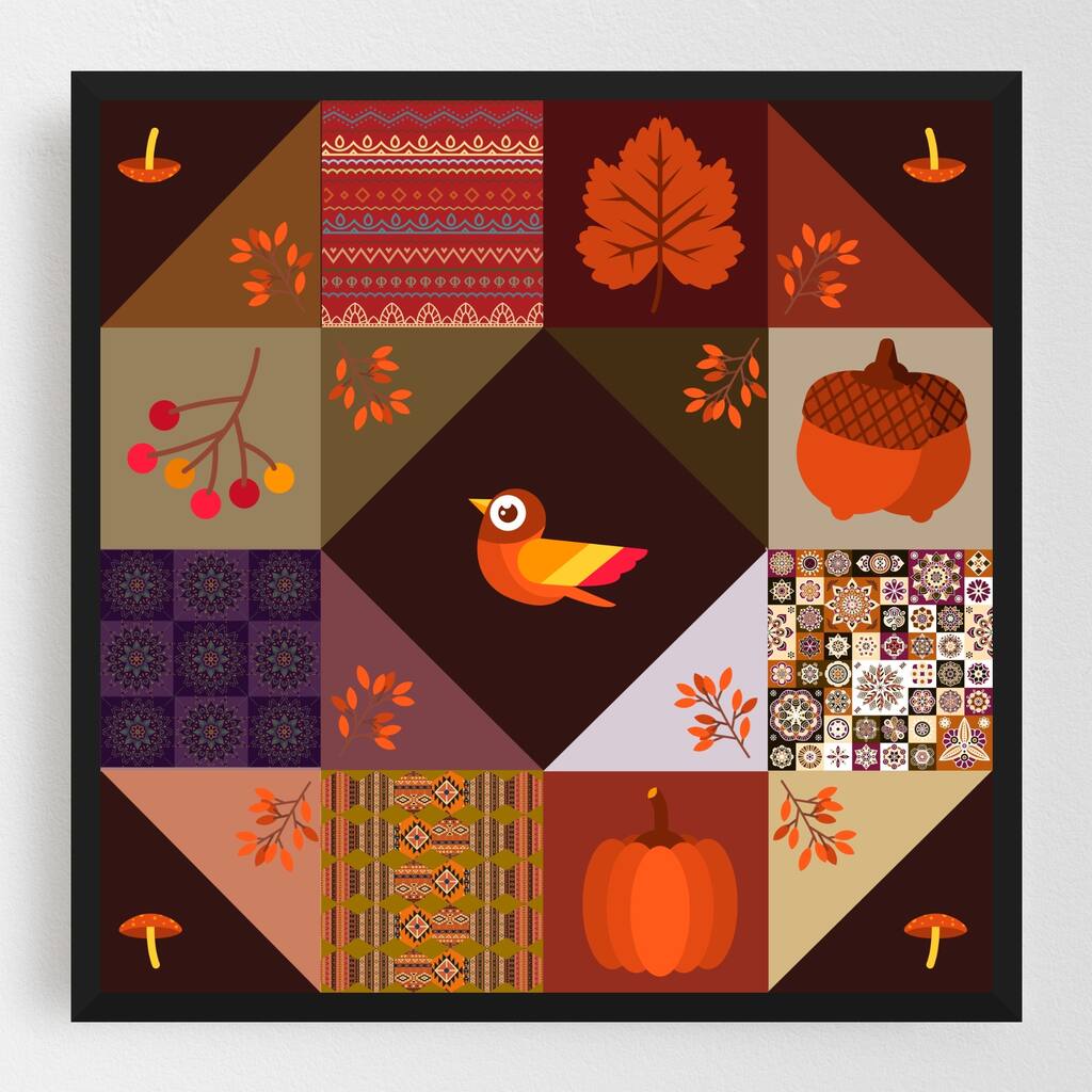 Nature Pattern Collage Patchwork Framed Wall Art Print