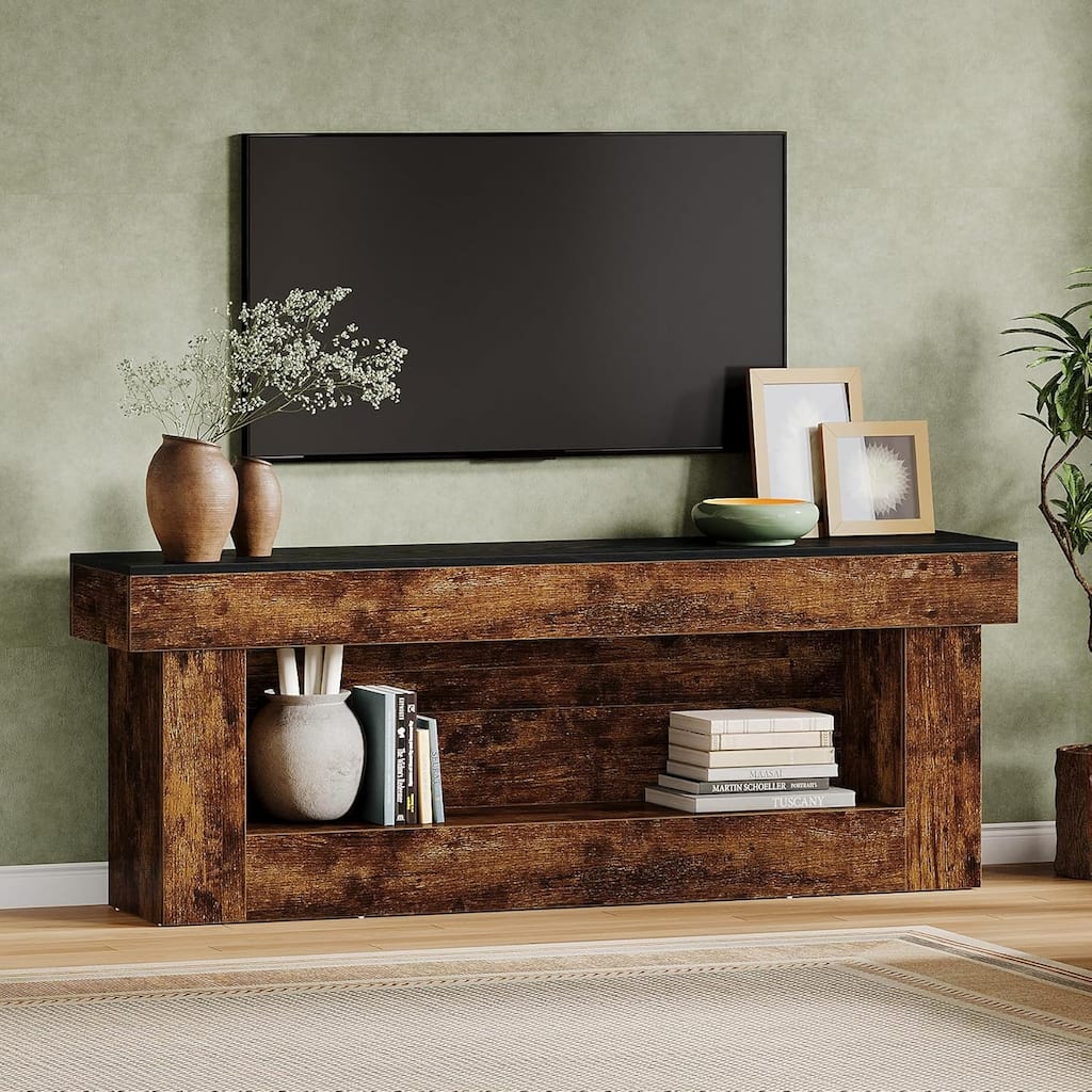 63" TV Stand, Farmhouse Media Console with Open Storage Space, Entertainment Center for 60/65/70 Inches TVs