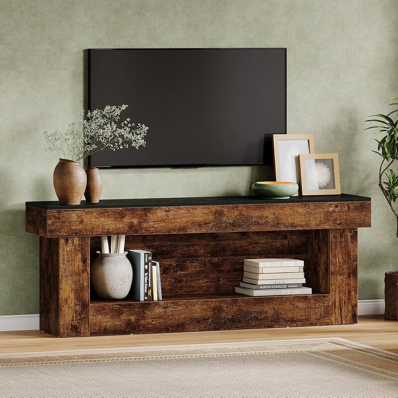 63-inch TV Stand with Storage, Entertainment Center for Living Room