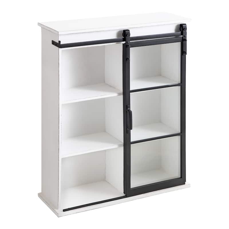 Kate and Laurel Barnhardt Decorative Wood Cabinet with Sliding Door - 22x28 - White
