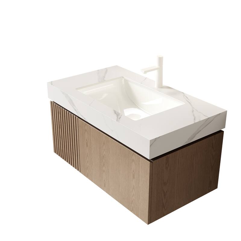 Floating Storage Bathroom Vanity with 1 Pre-drilled Faucet Hole