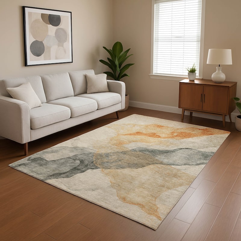 Premium Washable Super Soft Abstract Mayfield Rug - Orange - 5' x 7'6"